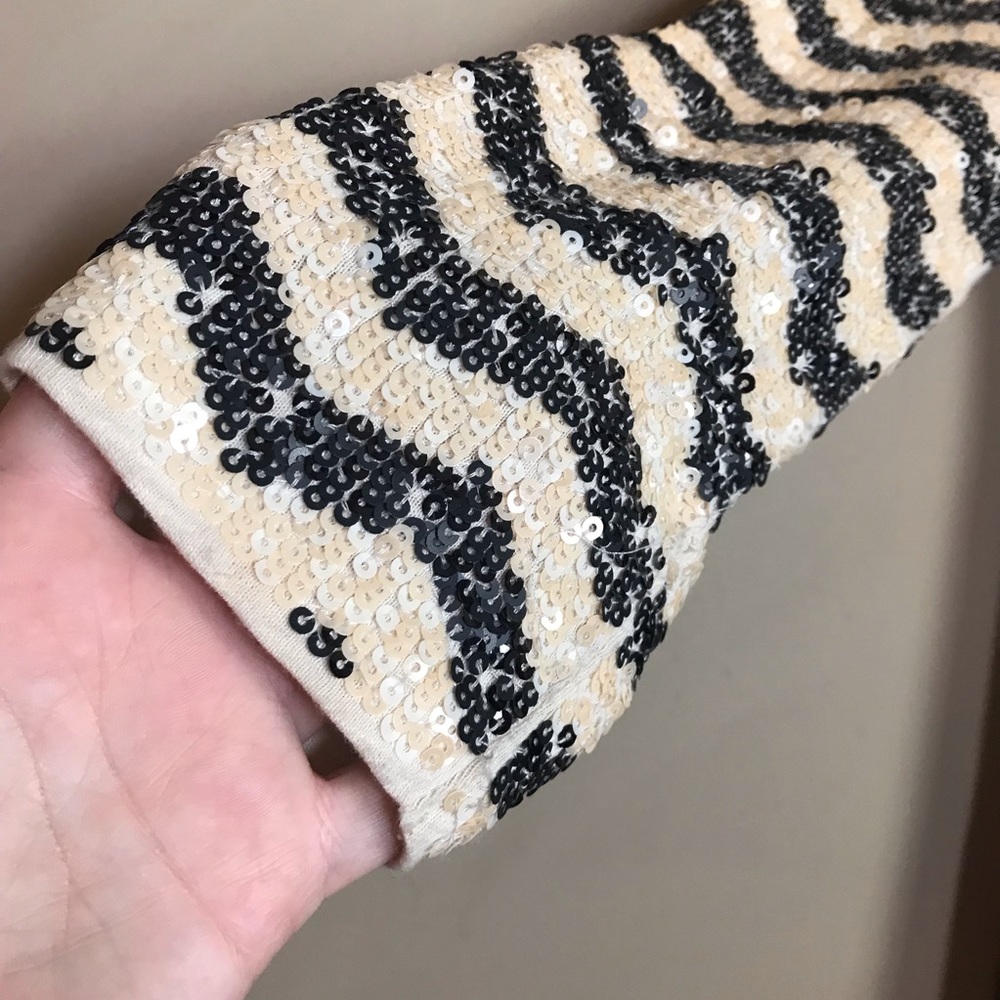 J. Crew Zig Zag Sequin Cream Dress Size Small - Picture 4 of 7